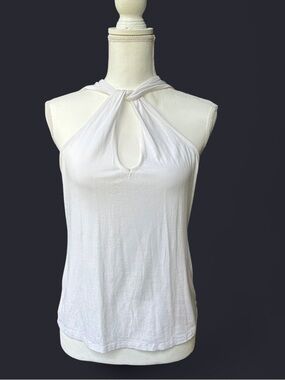 1. State White Twist Halter Keyhole Tank